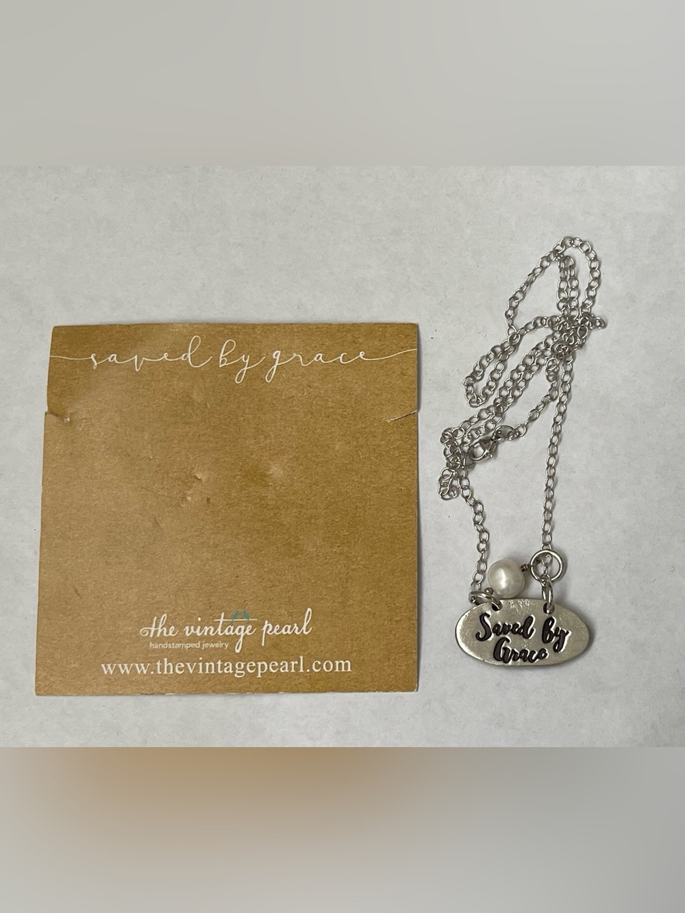 The Vintage pearl Saved By Grace Silver freshwater pearl Pendant Necklace.